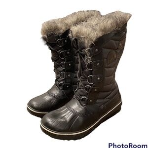 Sorel Tofino II Faux Fur Lined Waterproof Boot in Black Stone Women’s size 9